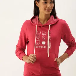 Campus Sutra Women Maroon Printed Hooded Sweatshirt-picture-44