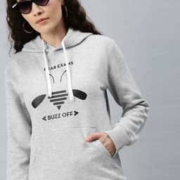 Campus Sutra Women Grey Printed Hooded Sweatshirt-image-76