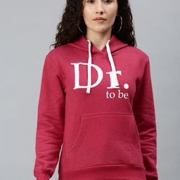 Campus Sutra Women Maroon Printed Hooded Sweatshirt-image-49