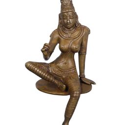 Exotic India Gold-Toned Beautiful Edge of Desk Seated Goddess Uma-image-16