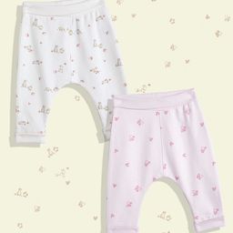 mothercare Girls Pack Of 2 Printed Pure Cotton Joggers Trousers-image-96