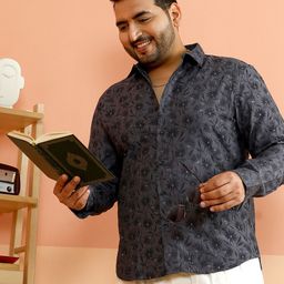 Instafab Plus Comfort Floral Printed Spread Collar Relaxed Fit Cotton Shirt-image-83