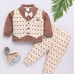 Moms Love Infant Boys Printed Pure Cotton Shirt with Joggers-image-88