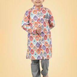 BAESD Boys Ethnic Motifs Printed Straight Kurta with Pyjamas-21
