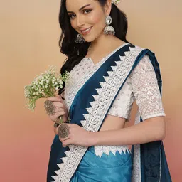 Sangria Ombre Embellished Border Saree With Unstitched Blouse-image-96