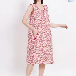 Breezly Pack of 2 Floral Printed Pure Cotton Midi Nightdress-picture-12