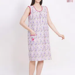 Breezly Pack of 2 Floral Printed Pure Cotton Midi Nightdress-12