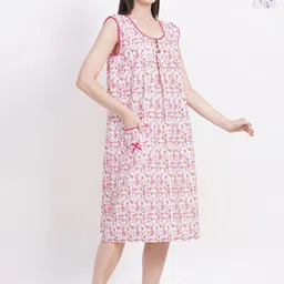 Breezly Pack of 2 Floral Printed Pure Cotton Midi Nightdress-picture-1