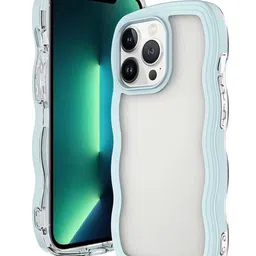 QRIOH iPhone 14 Pro max Light Blue Wavy Silicon Case-image-102
