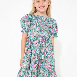 Cherry Crumble Girls Green & Blue Floral Printed A-Line Dress-26