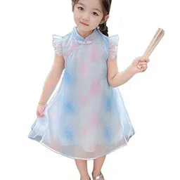 StyleCast x Revolte Blue & Pink Abstract Printed A-Line Dress-45
