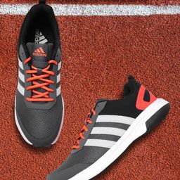 ADIDAS Men Charcoal Grey Woven Design Adiglide Running Shoes-19