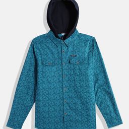 Allen Solly Junior Boys Sport Floral Opaque Printed Pure Cotton Shirt With Detachable Hood-image-14