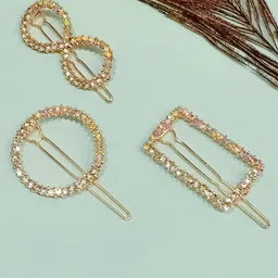 FEMMIBELLA Set of 3 Embellished Hair Accessory Set-55