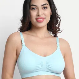 Spiaty Women Light Blue Seamless Light Padded Non Wired Nursing Bra-picture-23