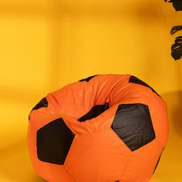 THREADVIBE LIVING Black & Orange Football Bean Bag With Beans-36