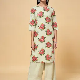 RANGMANCH BY PANTALOONS Women Green Printed Kurta with Trousers-image-19