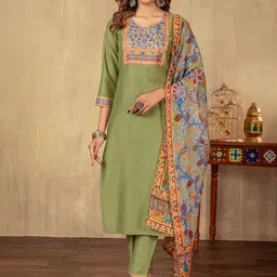 DRESOUL Women Ethnic Motifs Printed Regular Kurta with Trousers & With Dupatta-42