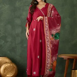 KALINI Women Ethnic Motifs Printed Anarkali Kurta with Trousers & Dupatta-picture-0