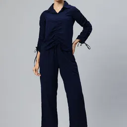 Cottinfab Women Tie-Up Details Top with Trousers Co-Ords-image-49