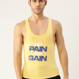 ROMEO ROSSI Men Yellow & Navy Blue Printed Scoop Neck Gym T-shirt-image-78