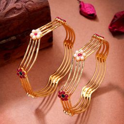 Anouk Women's Set of 2 Gold-Plated Artificial Stones Traditional Bangles-14
