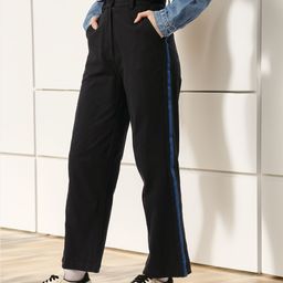 Women Korean Urban Street Shadows Side Stripes Regular Trousers-image-78