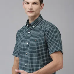 Van Heusen Sport Pure Cotton Slim Fit Grid Tattersall Checks Opaque Casual Shirt-image-63