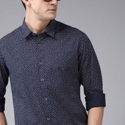 BEAT LONDON by PEPE JEANS Men Navy Blue Classic Slim Fit Abstract Opaque Printed Shirt-picture-8