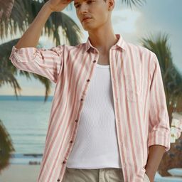 Peter England Casuals Men Striped Spread Collar Slim Fit Casual Shirt-picture-21