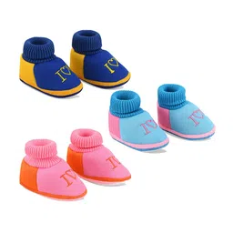 Smartots Infants Pack Of 3 Colourblocked Pure Cotton Booties-52
