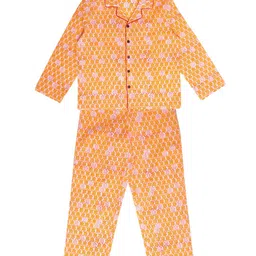 My Little Lambs Kids Yellow & Red Printed Pure Cotton Night suit-image-50