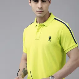 U S Polo Assn Men Fluorescent Green Slim Fit Polo Collar T-shirt-image-87