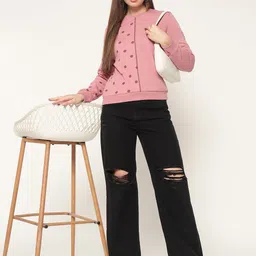 LE BOURGEOIS Women Printed Round Neck Pullover Cotton Sweatshirt-image-46