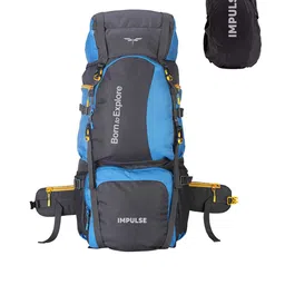 Impulse Blue & Black Colourblocked 80 Litres Waterproof Rucksack-21