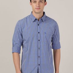 MERCHANT MARINE Men Blue Classic Slim Fit Checked Cotton Casual Shirt-image-88