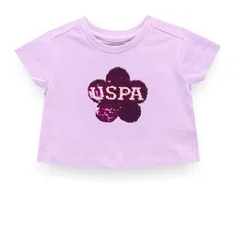 U.S. Polo Assn. Kids Girls Sequined Embellished Pure Cotton T-shirt-39