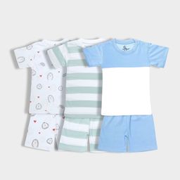 Orange Sugar Infant Pack Of 3 Animal Printed Pure Cotton T-shirt With Shorts-image-58