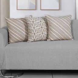 Ode & Cleo Rust & White 3 Pieces Embroidered Cotton Square Cushion Covers-image-30
