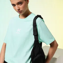 HRX by Hrithik Roshan Lifestyle Brand Logo Printed Oversized Pure Cotton T-shirt-image-59