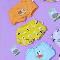 Snugkins Girls Pack Of 3 Printed Pure Cotton Bloomers Briefs-54