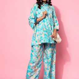 Libas Printed Shirt Collar Neck With Shirt & Palazzos Co-Ords-picture-5