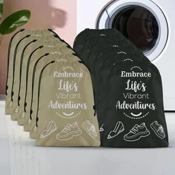 Aura Brown & Black 12 Pieces Printed Storage Shoe Water Resistant Organisers-image-50