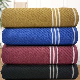 Athom Living Beige Pink 4 Pieces 380 GSM Striped Bath Towels-image-18