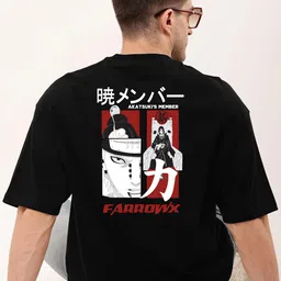 FARROWX Men Bio Finish Anime Printed Round Neck Cotton Oversized T-shirt-picture-1