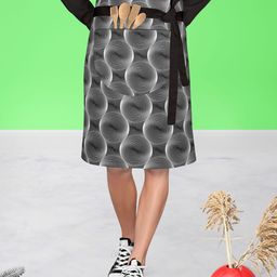 ArtzFolio Monochrome Sphere Black & White Printed Cotton Waist To Knee Apron-29