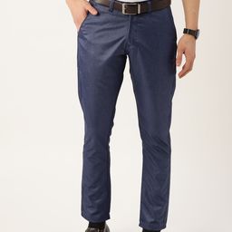 SOJANYA Men Navy Blue Solid Smart Regular Fit Regular Trousers-image-98