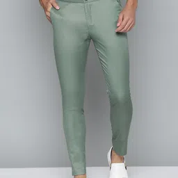 DENNISON Men Green Smart Tapered Fit Easy Wash Trousers-image-34
