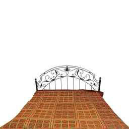 Exotic India Brown & Green Geometric Cotton 300 TC Queen Bedsheet-image-60
