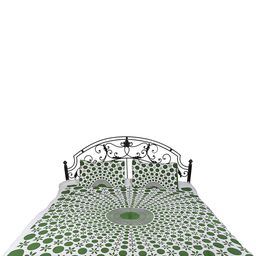 Exotic India Green & White Geometric Cotton 300 TC Queen Bedsheet With 2 Pillow Covers-image-95